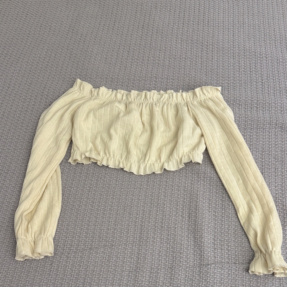 Cream Off-Shoulder Women's Top